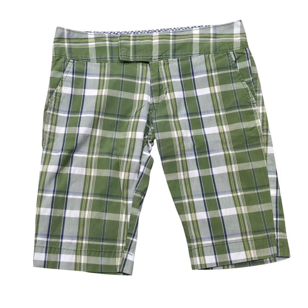 Vintage Roxy Green & White Plaid Bermuda Shorts